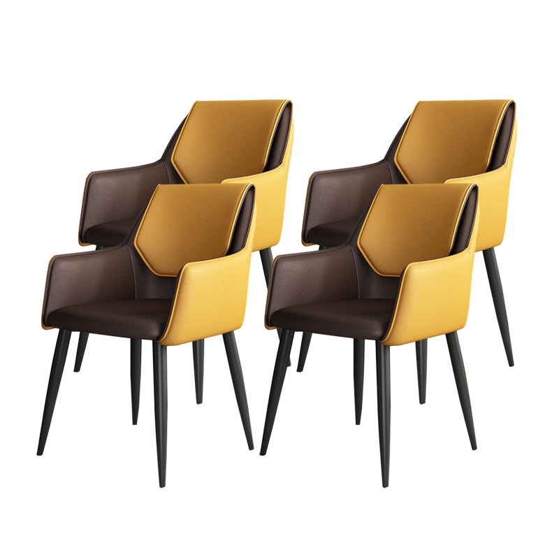Modern Design Arm Solid Back Side Chairs Leather Dining Side Chair
