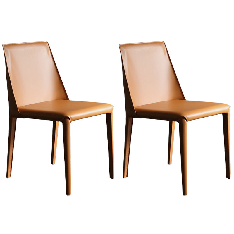 Contemporary Leather Dining Side Chairs Armless Solid Back Chair