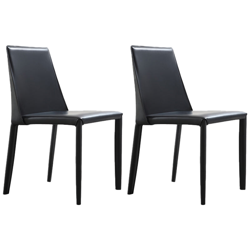 Contemporary Leather Dining Side Chairs Armless Solid Back Chair