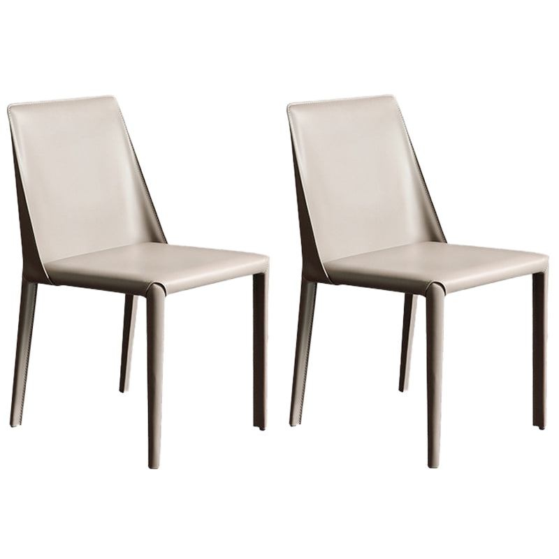 Contemporary Leather Dining Side Chairs Armless Solid Back Chair