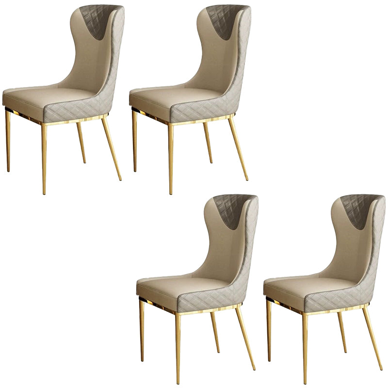 Nordic Style Wingback Armless Dining Chair Leather Dining Side Chair