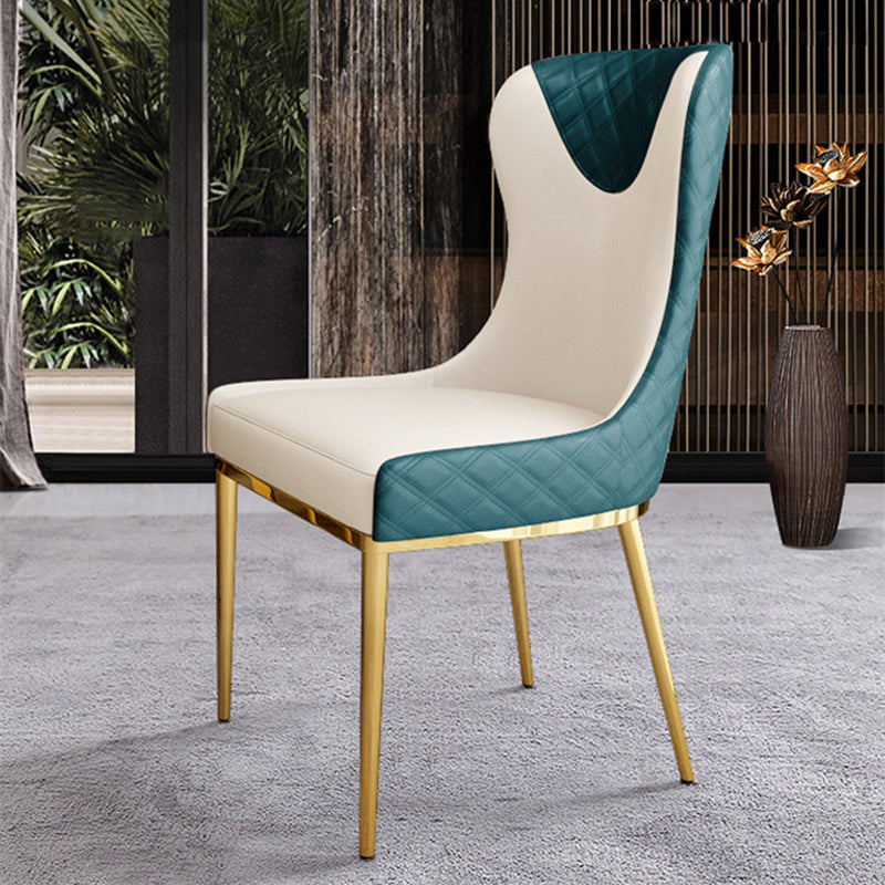 Nordic Style Wingback Armless Dining Chair Leather Dining Side Chair