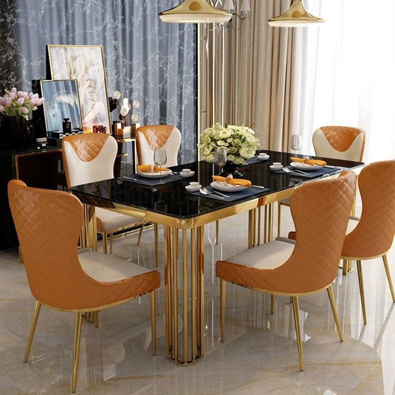 Nordic Style Wingback Armless Dining Chair Leather Dining Side Chair
