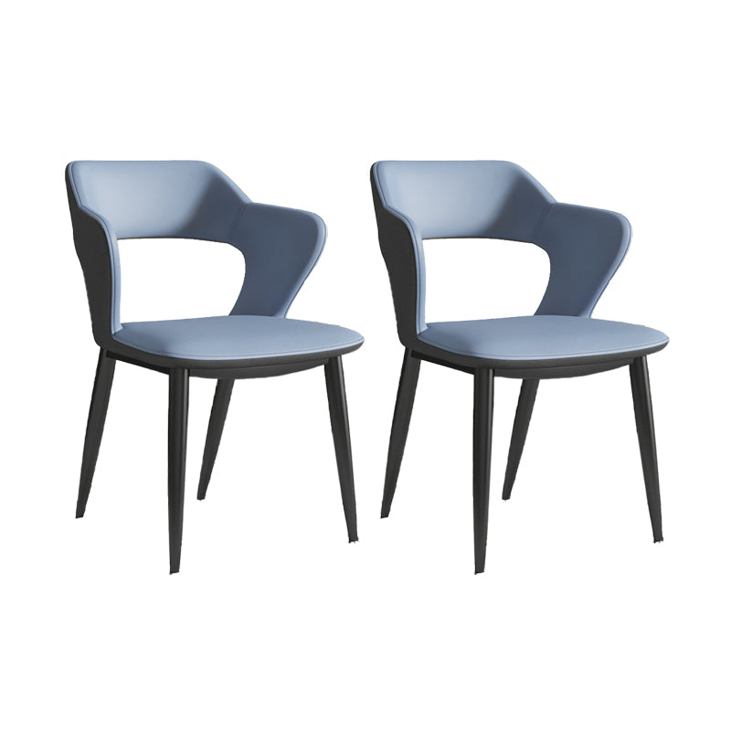 Minimalist Design Arm Open Back Side Chairs Faux Leather Side Chair