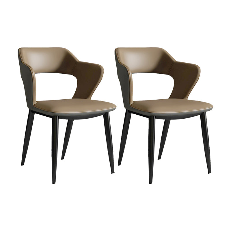 Minimalist Design Arm Open Back Side Chairs Faux Leather Side Chair