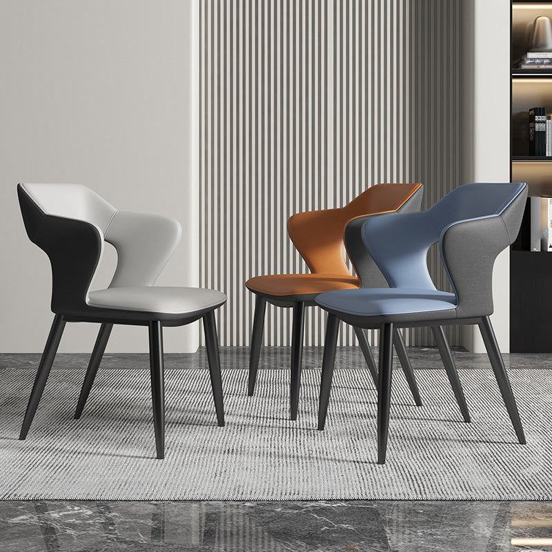 Minimalist Design Arm Open Back Side Chairs Faux Leather Side Chair