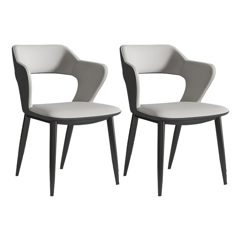 Minimalist Design Arm Open Back Side Chairs Faux Leather Side Chair
