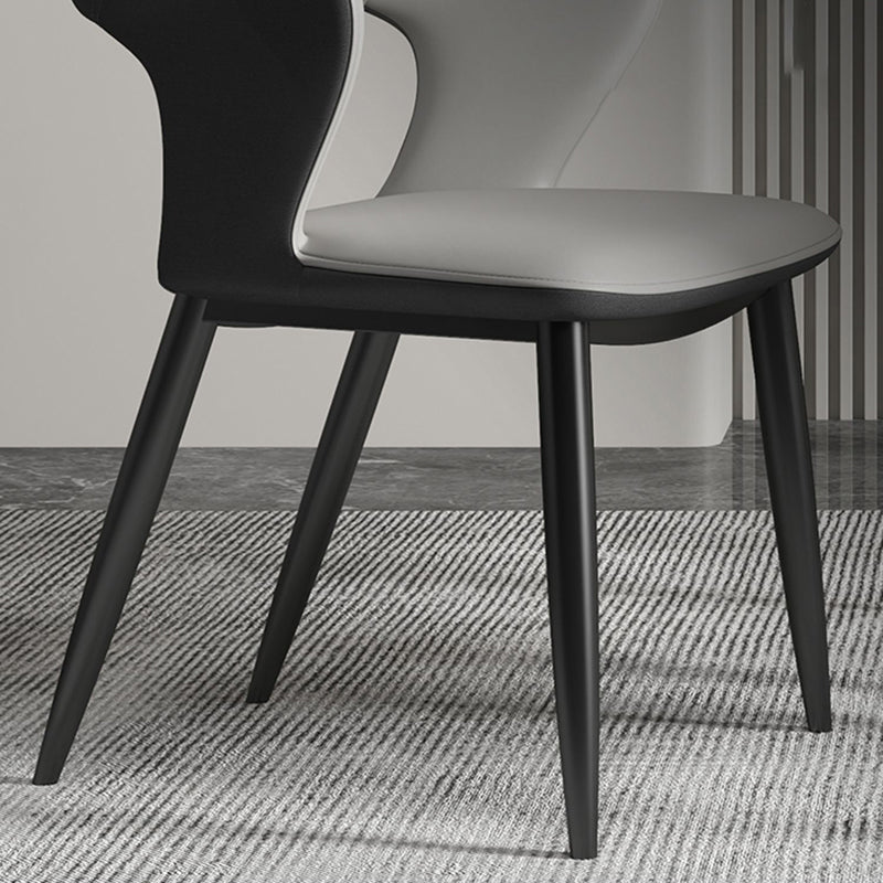 Minimalist Design Arm Open Back Side Chairs Faux Leather Side Chair
