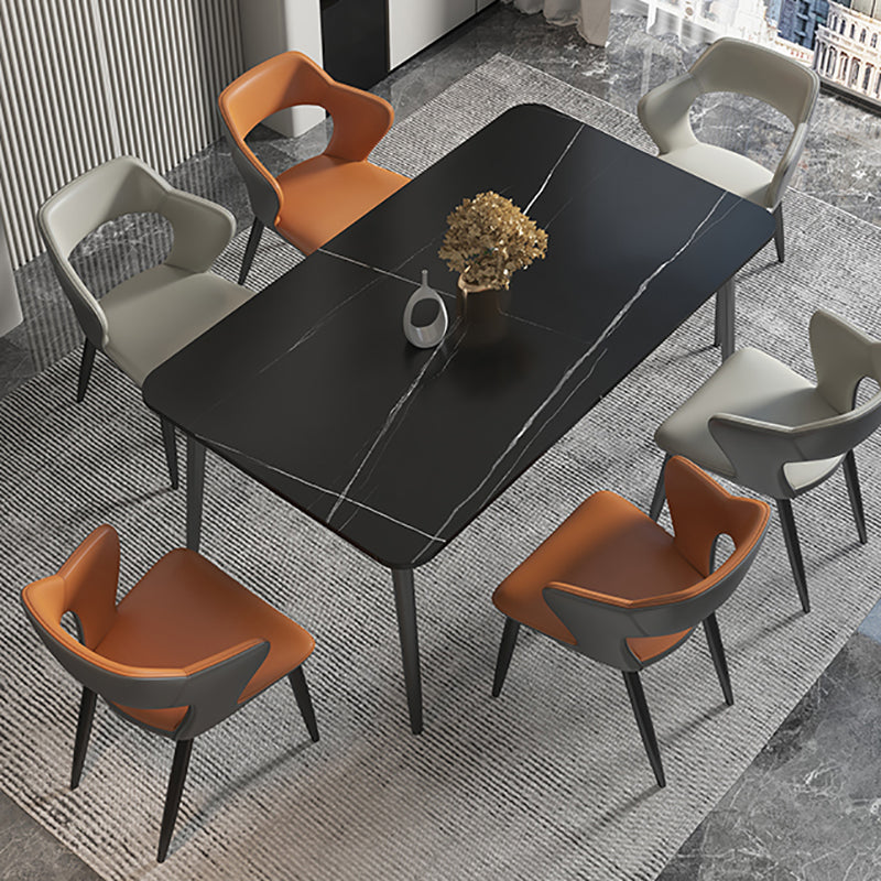 Minimalist Design Arm Open Back Side Chairs Faux Leather Side Chair