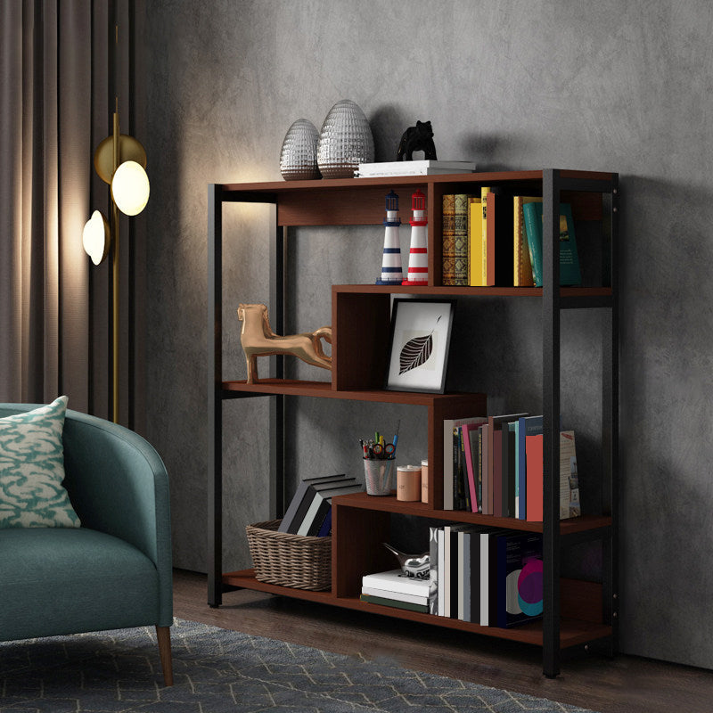 Modern Style Wood Bookcase Open Back Bookshelf for Home Office