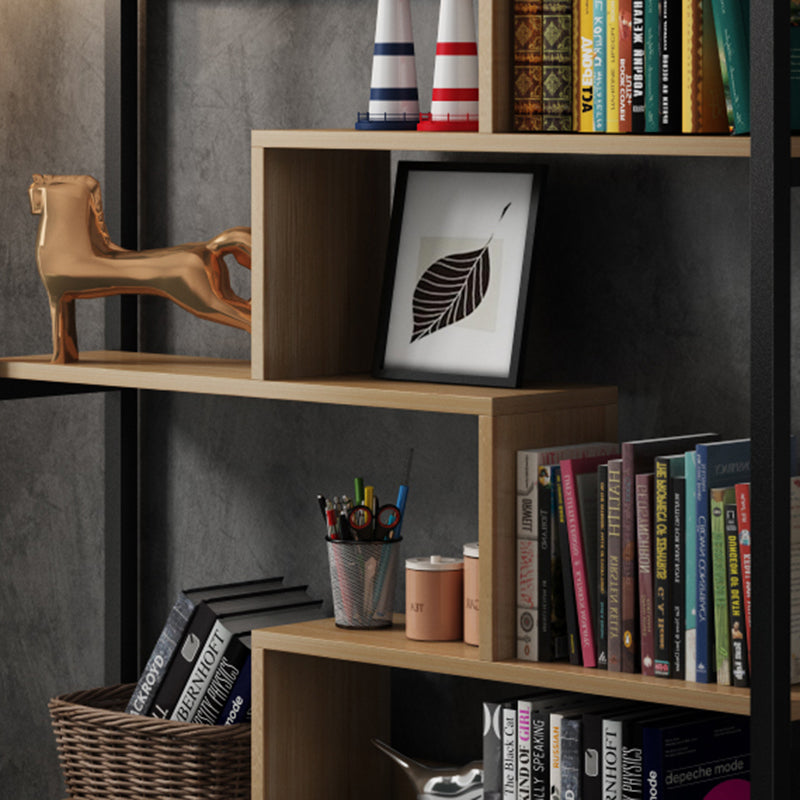 Modern Style Wood Bookcase Open Back Bookshelf for Home Office