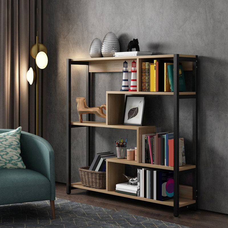 Modern Style Wood Bookcase Open Back Bookshelf for Home Office