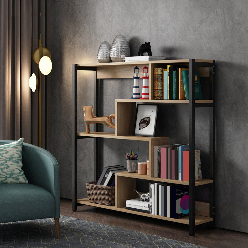 Modern Style Wood Bookcase Open Back Bookshelf for Home Office