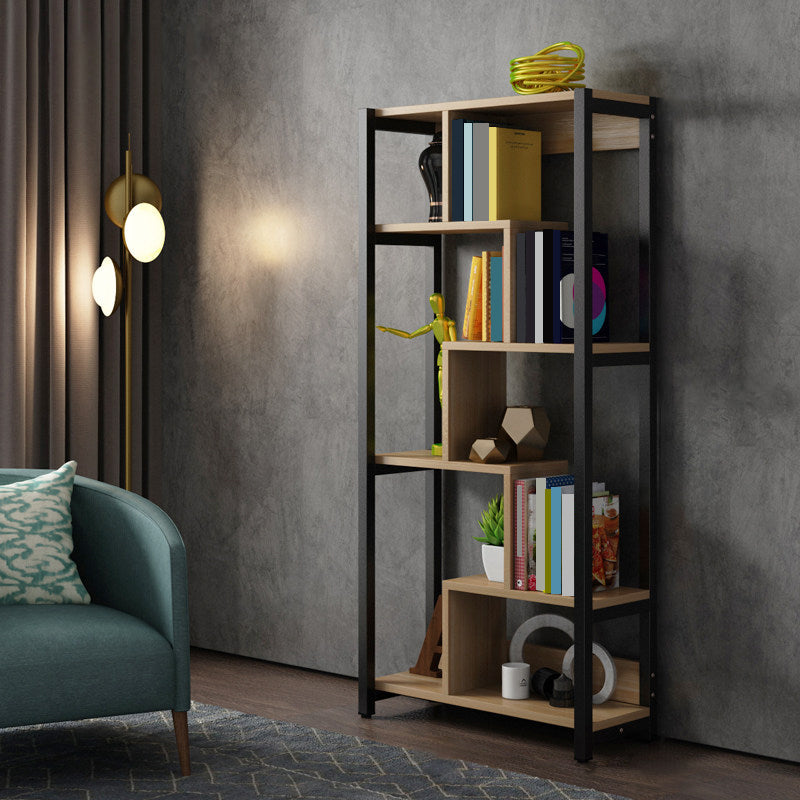 Modern Style Wood Bookcase Open Back Bookshelf for Home Office