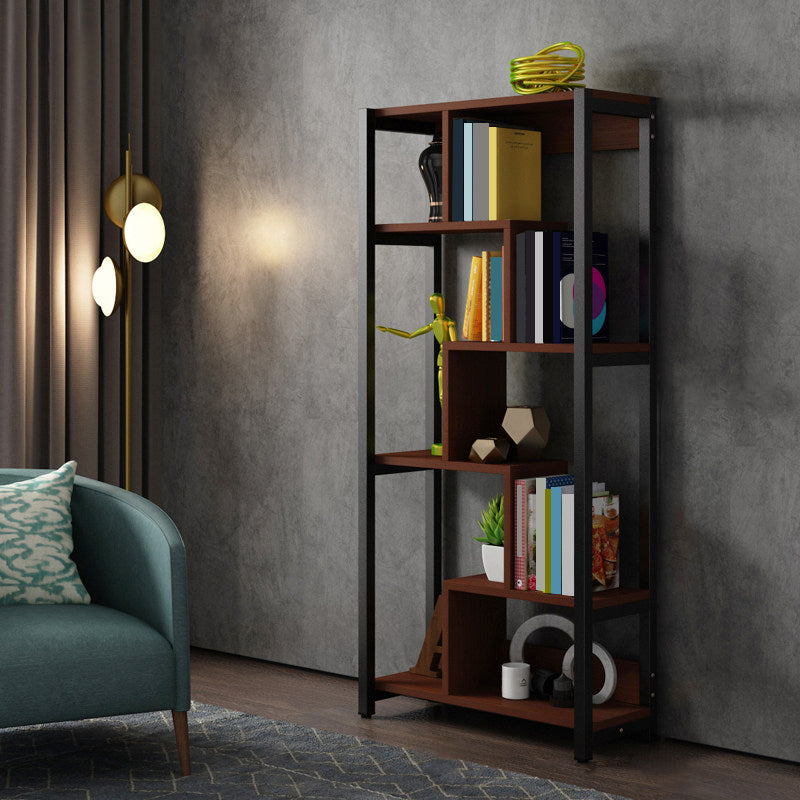 Modern Style Wood Bookcase Open Back Bookshelf for Home Office