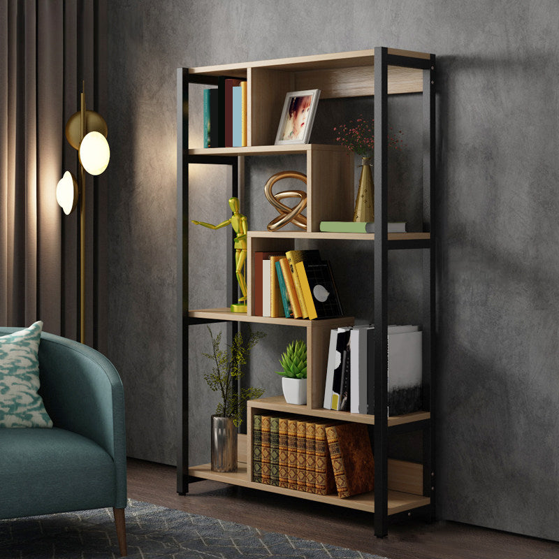 Modern Style Wood Bookcase Open Back Bookshelf for Home Office