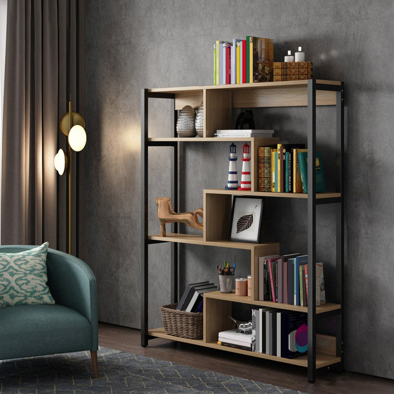 Modern Style Wood Bookcase Open Back Bookshelf for Home Office