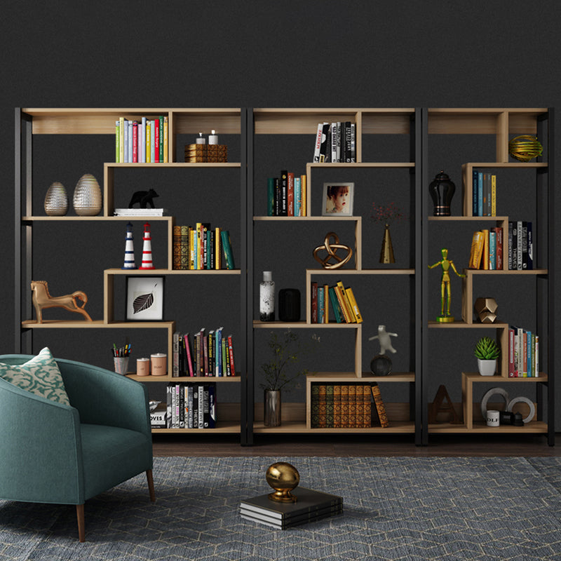 Modern Style Wood Bookcase Open Back Bookshelf for Home Office