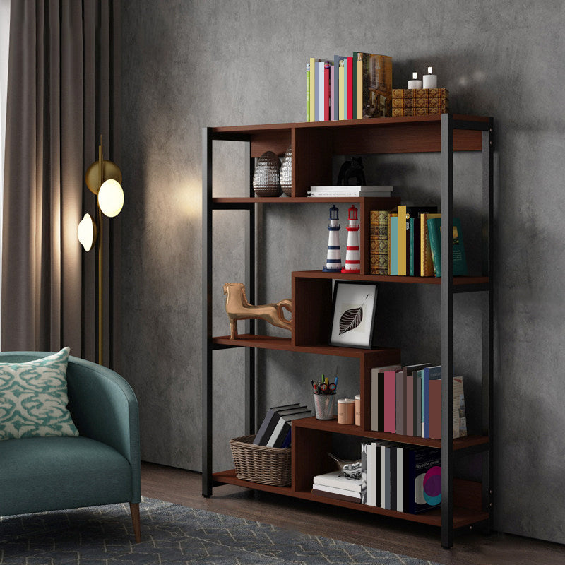 Modern Style Wood Bookcase Open Back Bookshelf for Home Office