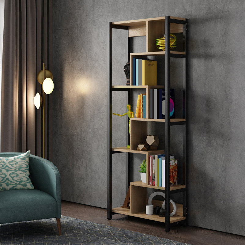 Modern Style Wood Bookcase Open Back Bookshelf for Home Office