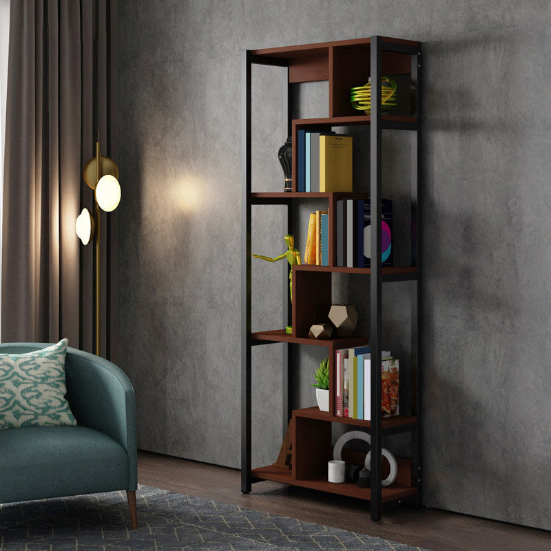 Modern Style Wood Bookcase Open Back Bookshelf for Home Office