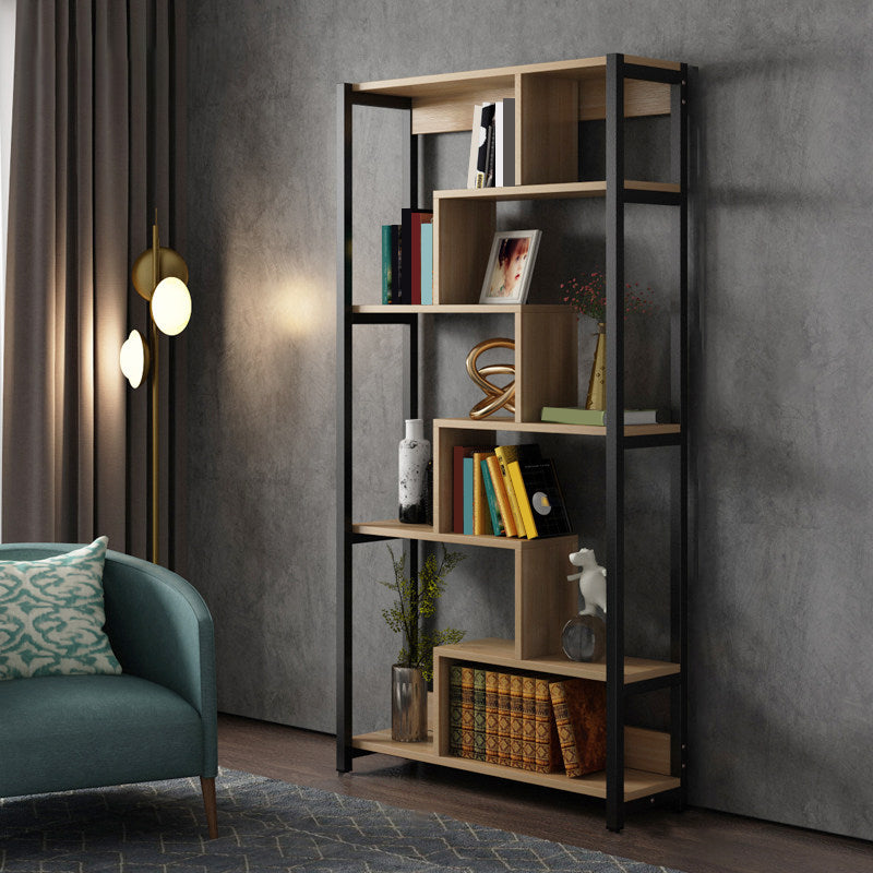 Modern Style Wood Bookcase Open Back Bookshelf for Home Office