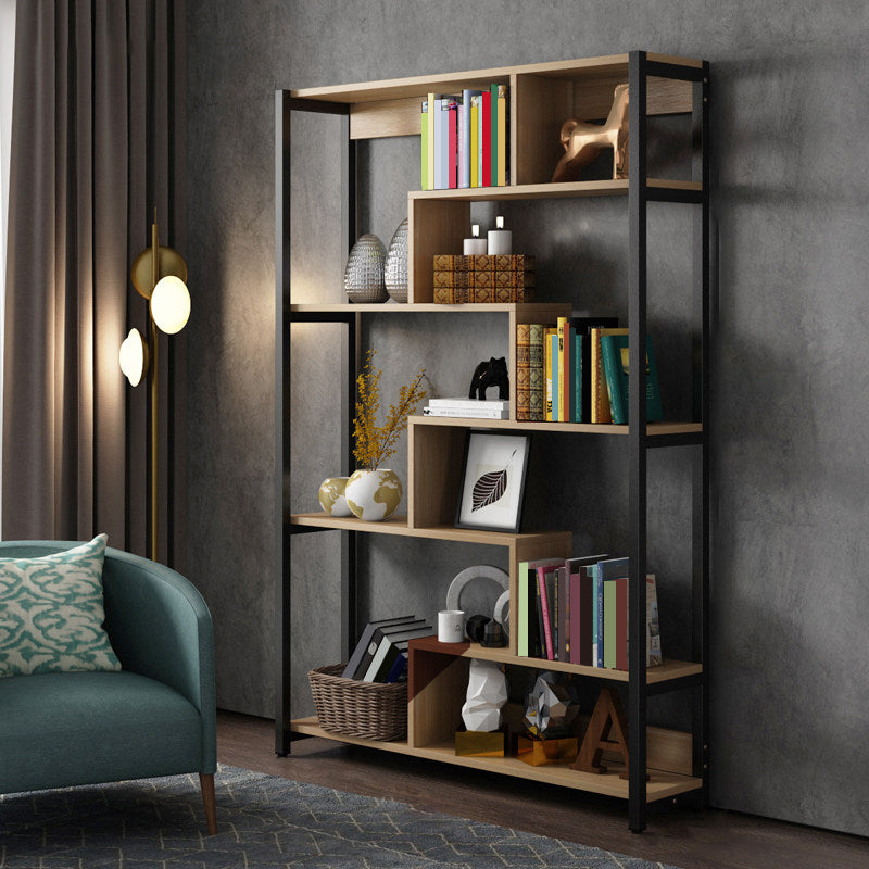 Modern Style Wood Bookcase Open Back Bookshelf for Home Office