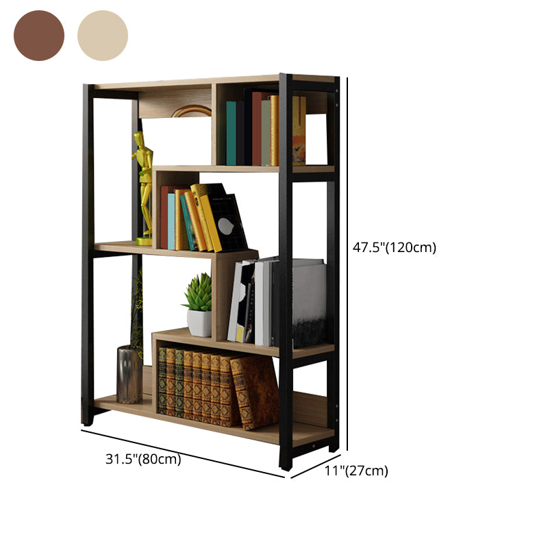 Modern Style Wood Bookcase Open Back Bookshelf for Home Office