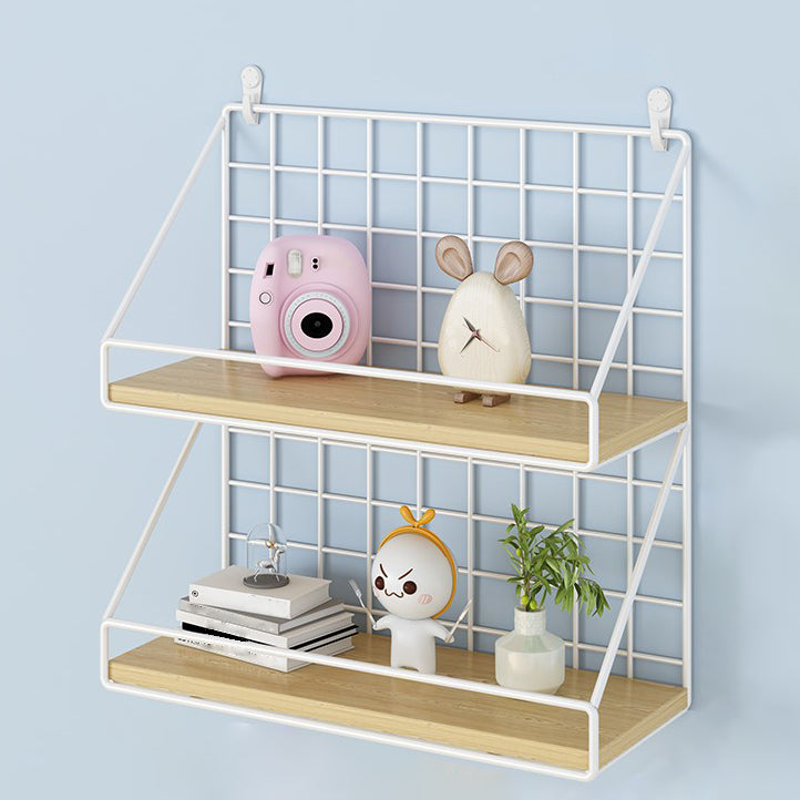 Home Floating Bookcase Modern Metal Bookshelf With Rectangular Shelves