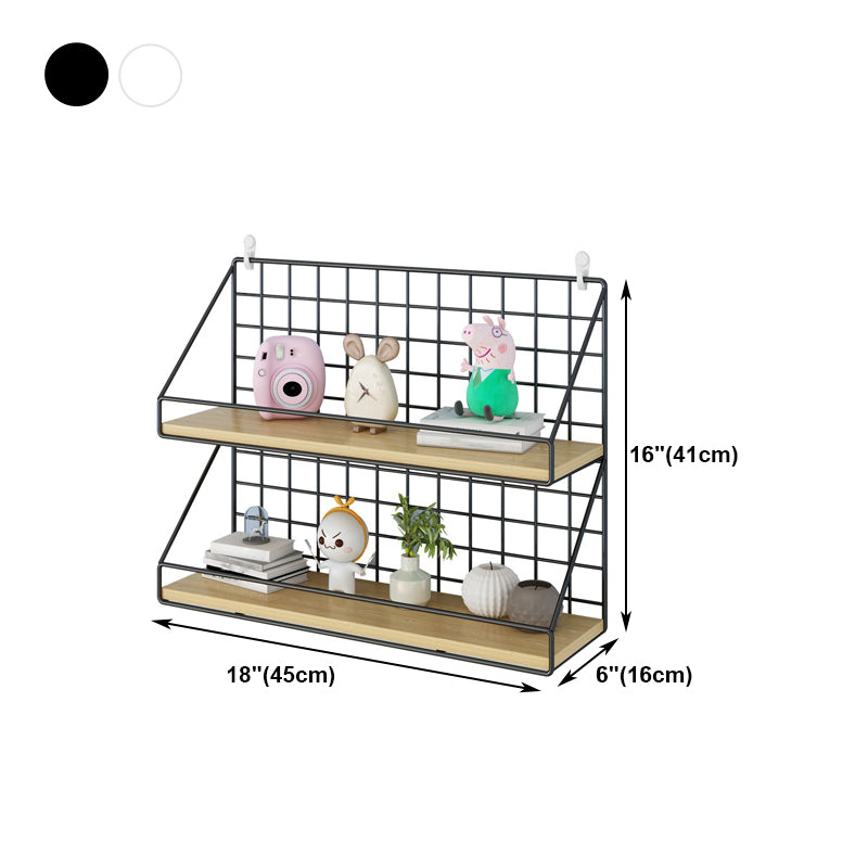 Home Floating Bookcase Modern Metal Bookshelf With Rectangular Shelves