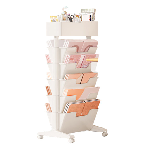 7.87"W Bookcase Contemporary Style Closed Back White Bookshelf for Home Office