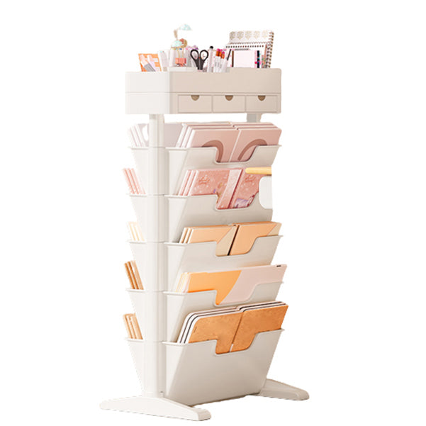 7.87"W Bookcase Contemporary Style Closed Back White Bookshelf for Home Office