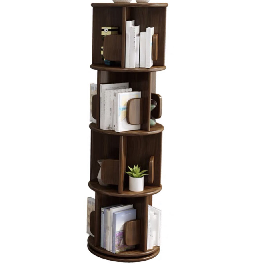 Solid Wood Geometric Bookcase Modern Rotatable Bookshelf for Home