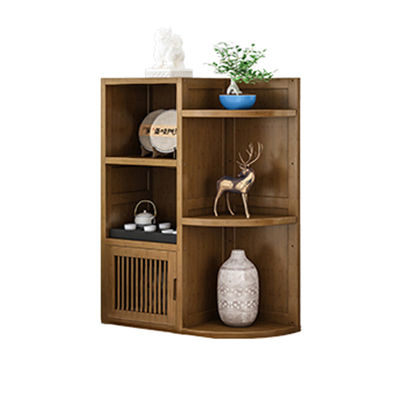 Brown Shelf Bookcase with Doors Vertical Bookshelf for Study Room