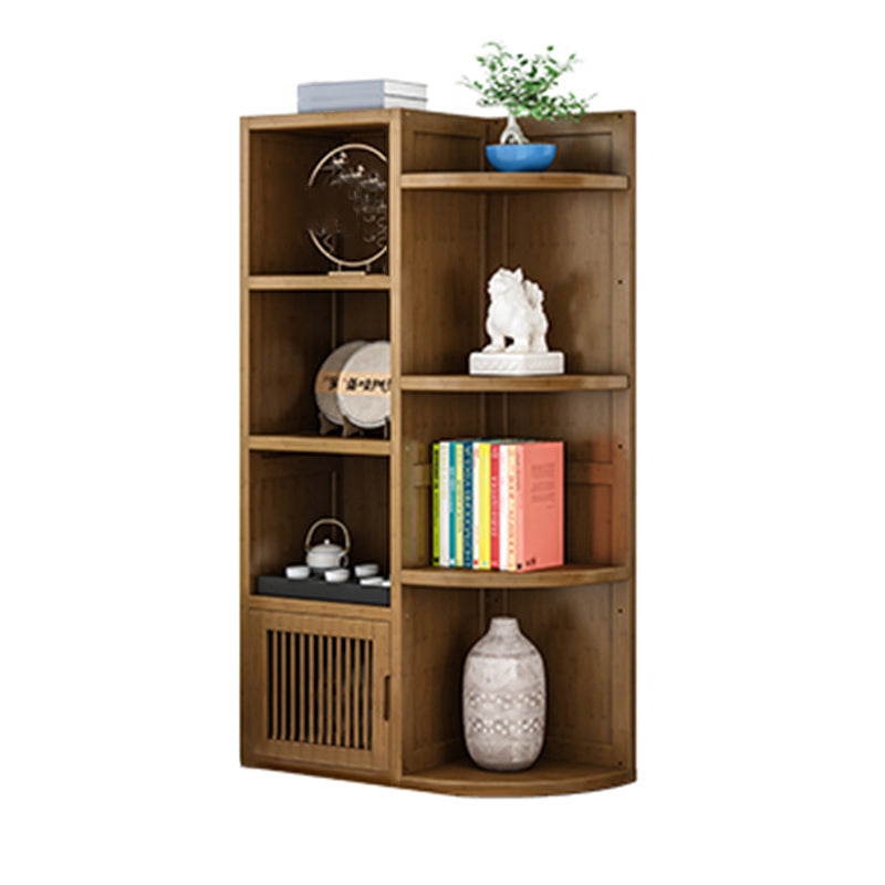 Brown Shelf Bookcase with Doors Vertical Bookshelf for Study Room