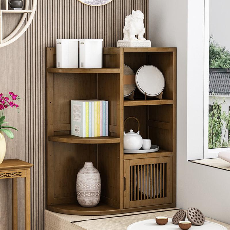 Brown Shelf Bookcase with Doors Vertical Bookshelf for Study Room