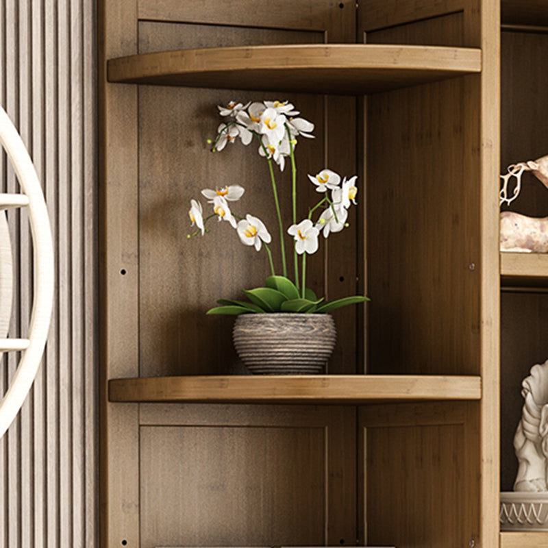 Brown Shelf Bookcase with Doors Vertical Bookshelf for Study Room