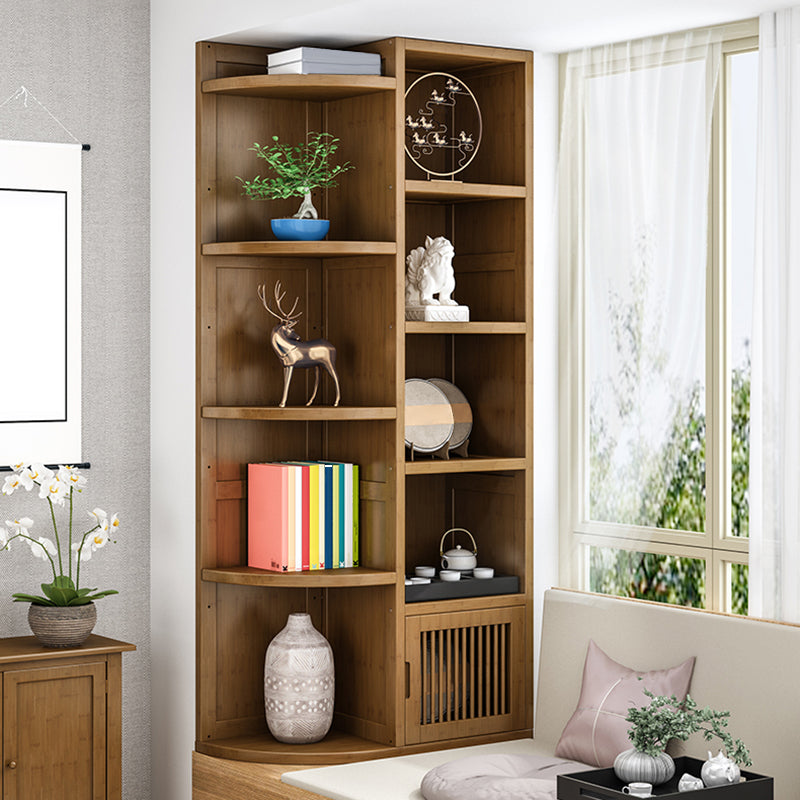 Brown Shelf Bookcase with Doors Vertical Bookshelf for Study Room