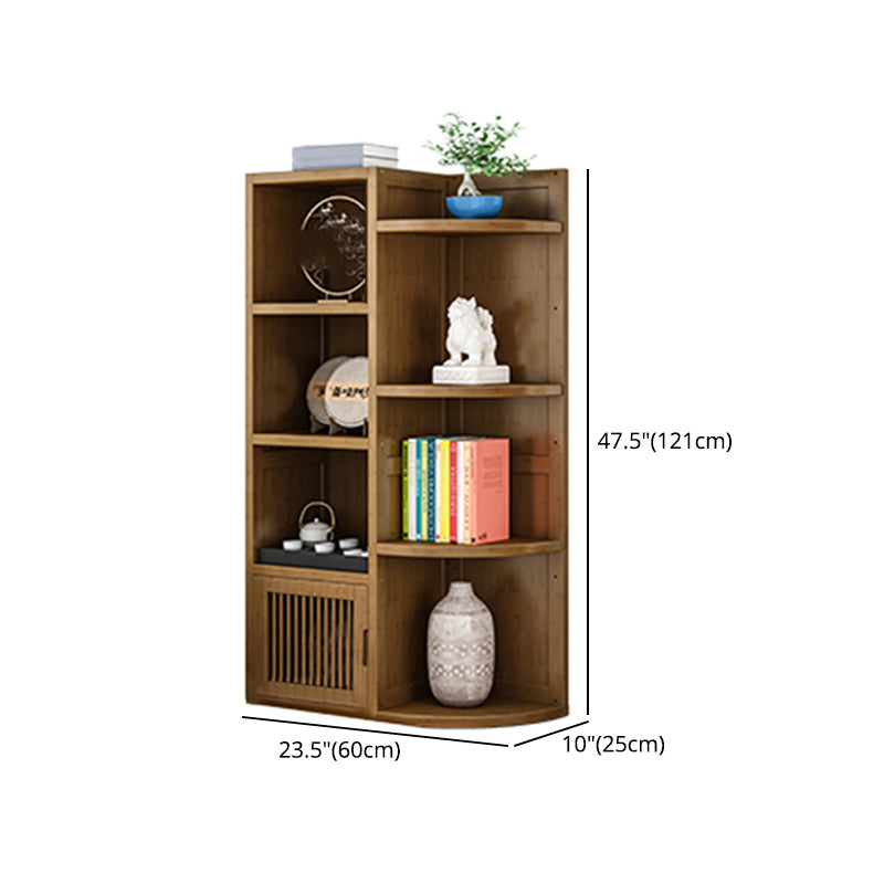 Brown Shelf Bookcase with Doors Vertical Bookshelf for Study Room