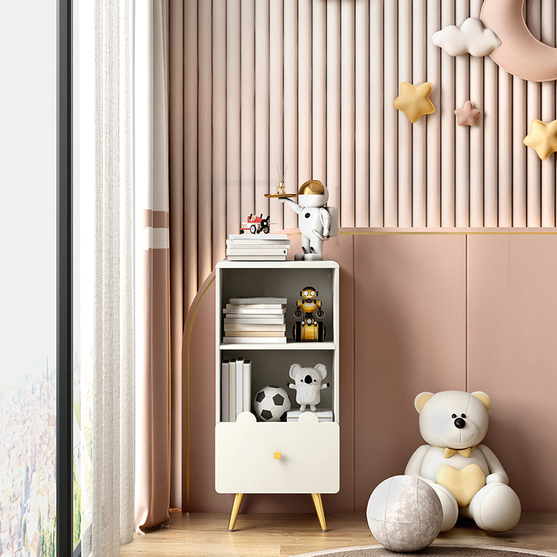 Wood Standard Bookcase Contemporary Style Closed Back Bookshelf with Drawer