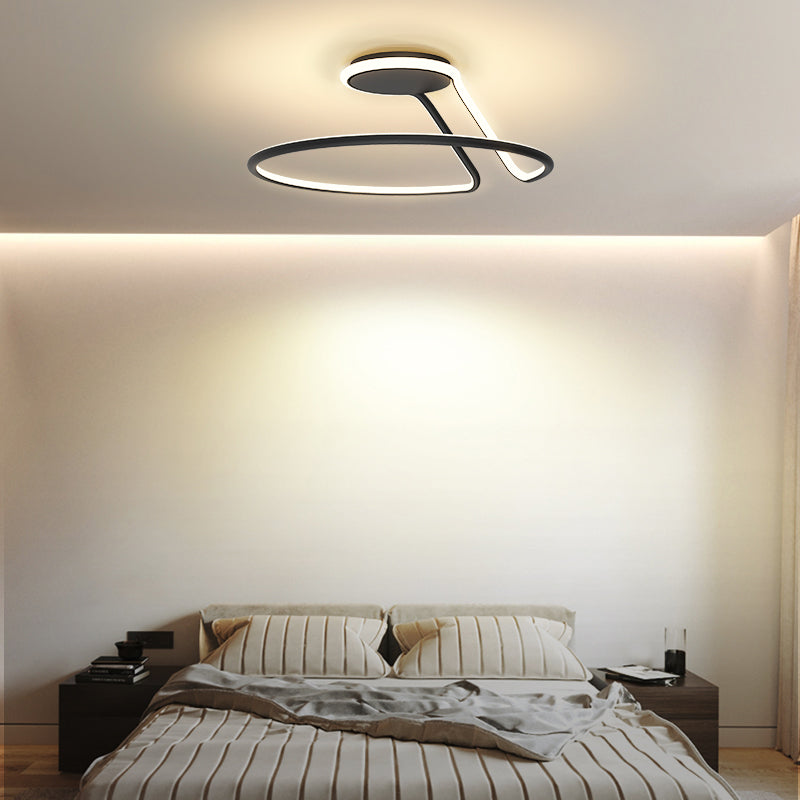 Line Shape LED Ceiling Lamp Modern Iron 1 Light Flush Mount for Bedroom