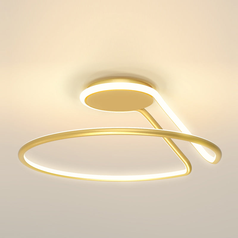 Line Shape LED Ceiling Lamp Modern Iron 1 Light Flush Mount for Bedroom