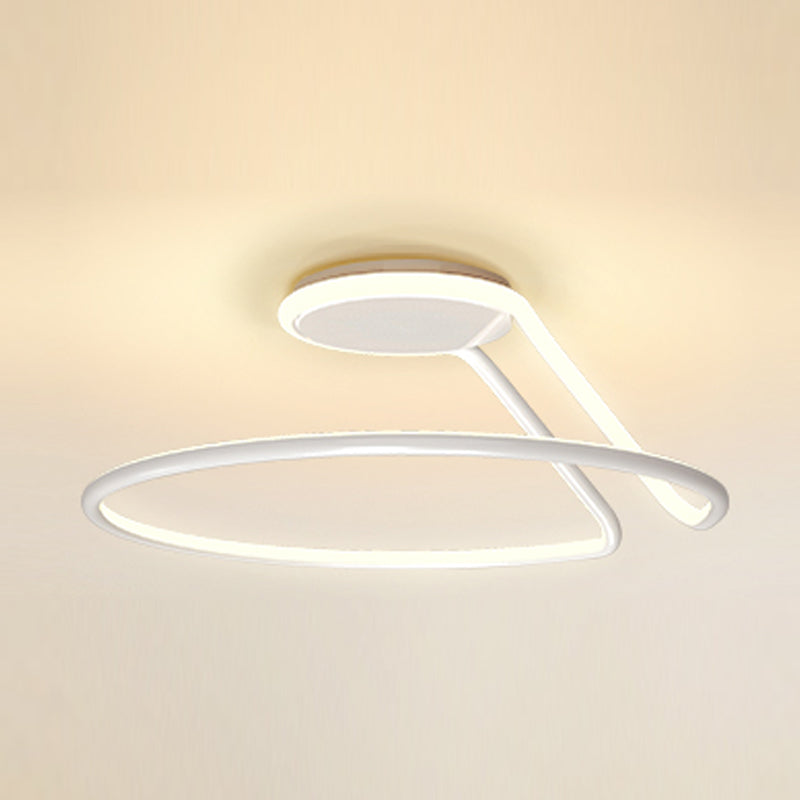 Line Shape LED Ceiling Lamp Modern Iron 1 Light Flush Mount for Bedroom