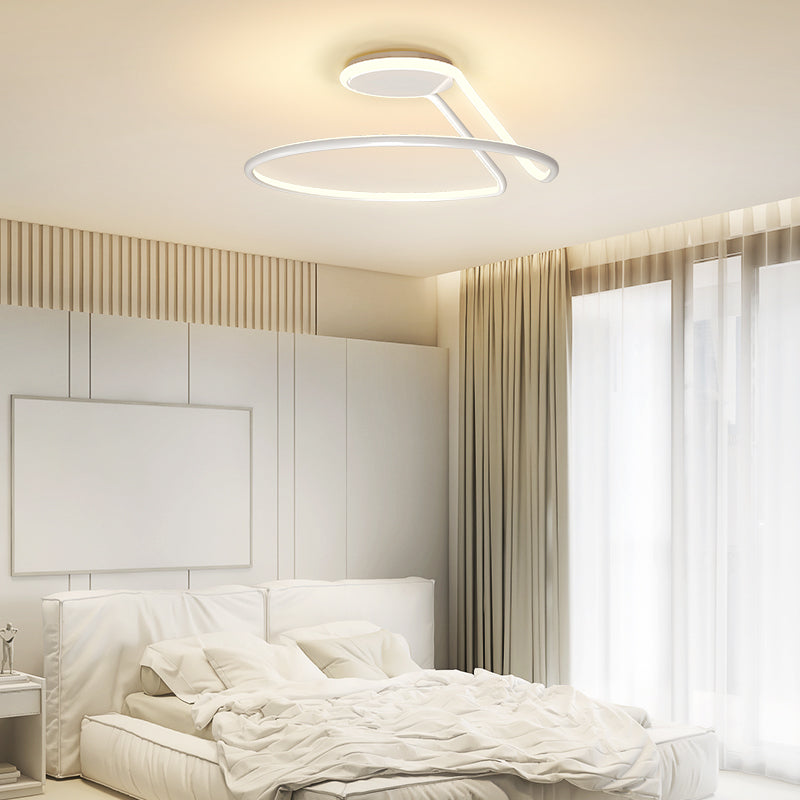 Line Shape LED Ceiling Lamp Modern Iron 1 Light Flush Mount for Bedroom