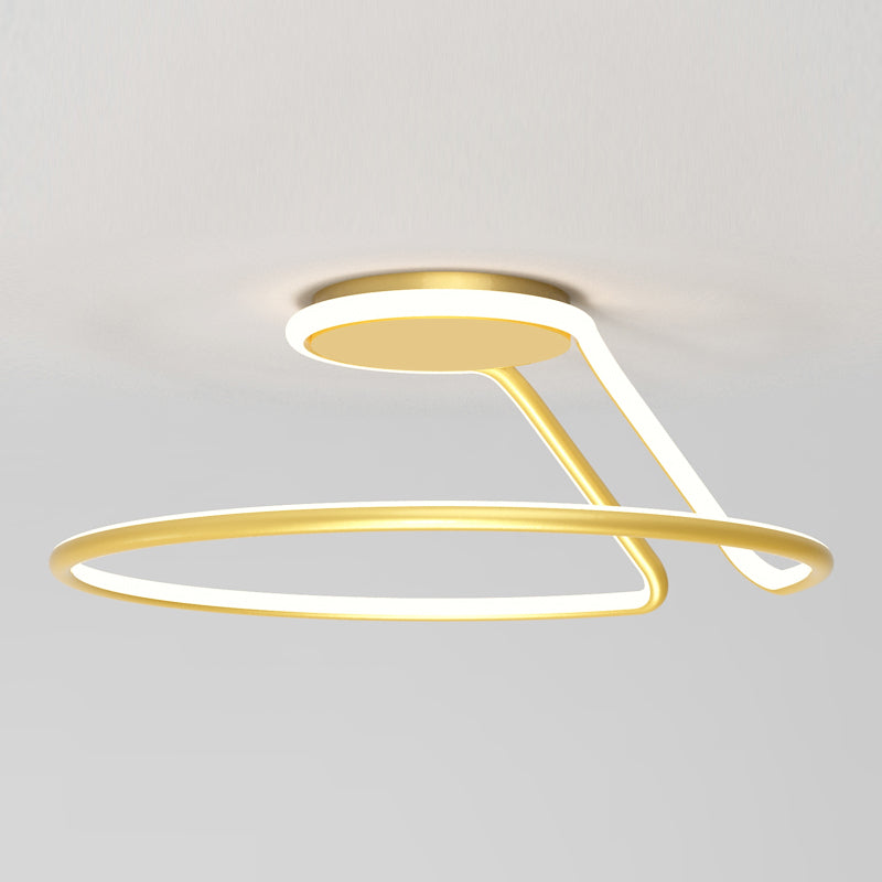 Line Shape LED Ceiling Lamp Modern Iron 1 Light Flush Mount for Bedroom