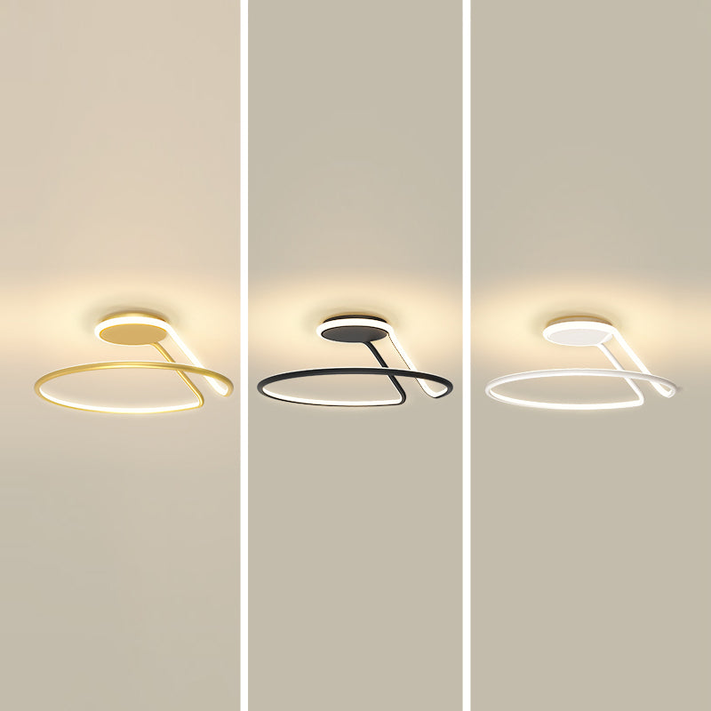 Line Shape LED Ceiling Lamp Modern Iron 1 Light Flush Mount for Bedroom