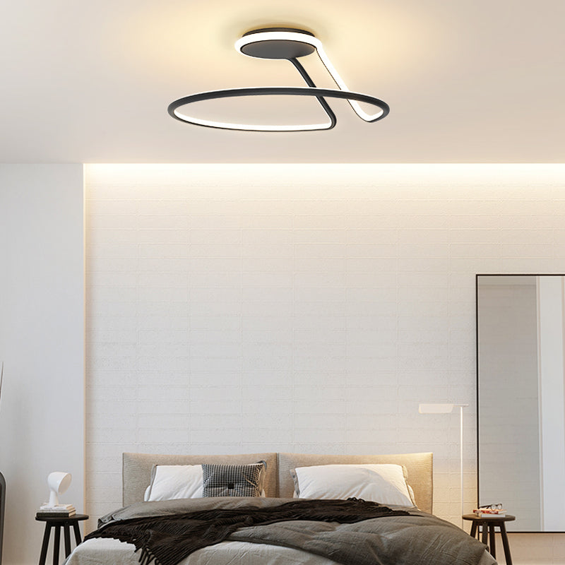 Line Shape LED Ceiling Lamp Modern Iron 1 Light Flush Mount for Bedroom