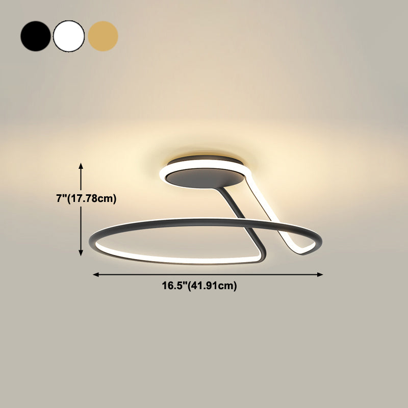 Line Shape LED Ceiling Lamp Modern Iron 1 Light Flush Mount for Bedroom