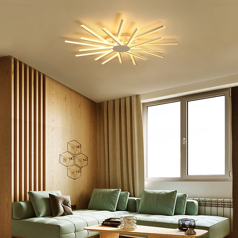 Line Shape LED Ceiling Lamp Modern Iron Flush Mount for Living Room Bedroom