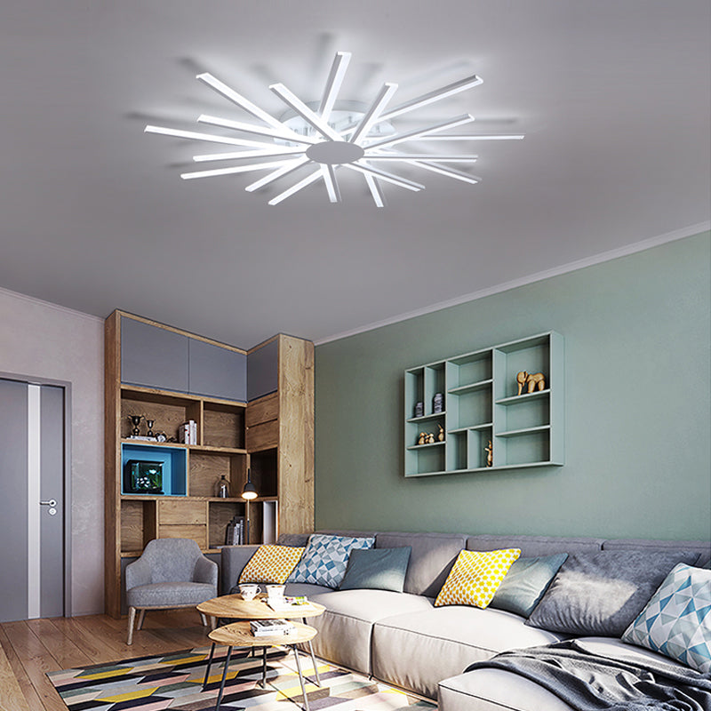 Line Shape LED Ceiling Lamp Modern Iron Flush Mount for Living Room Bedroom